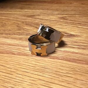 Designer inspired gold and white small hoop earrings